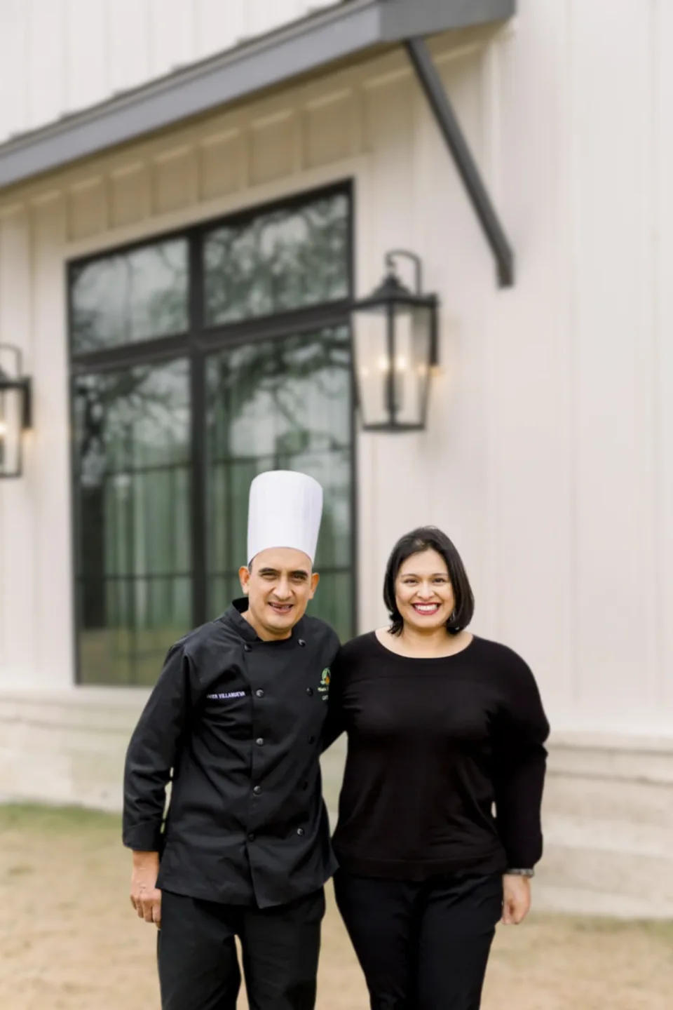 Chef Javier and Linda Villanueva together outside a venue