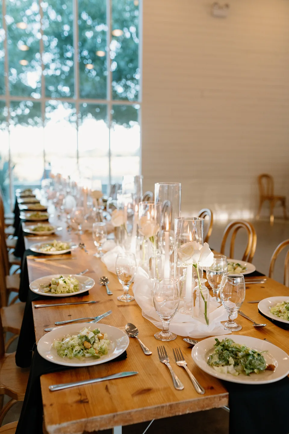 Long wedding table set for a celebration